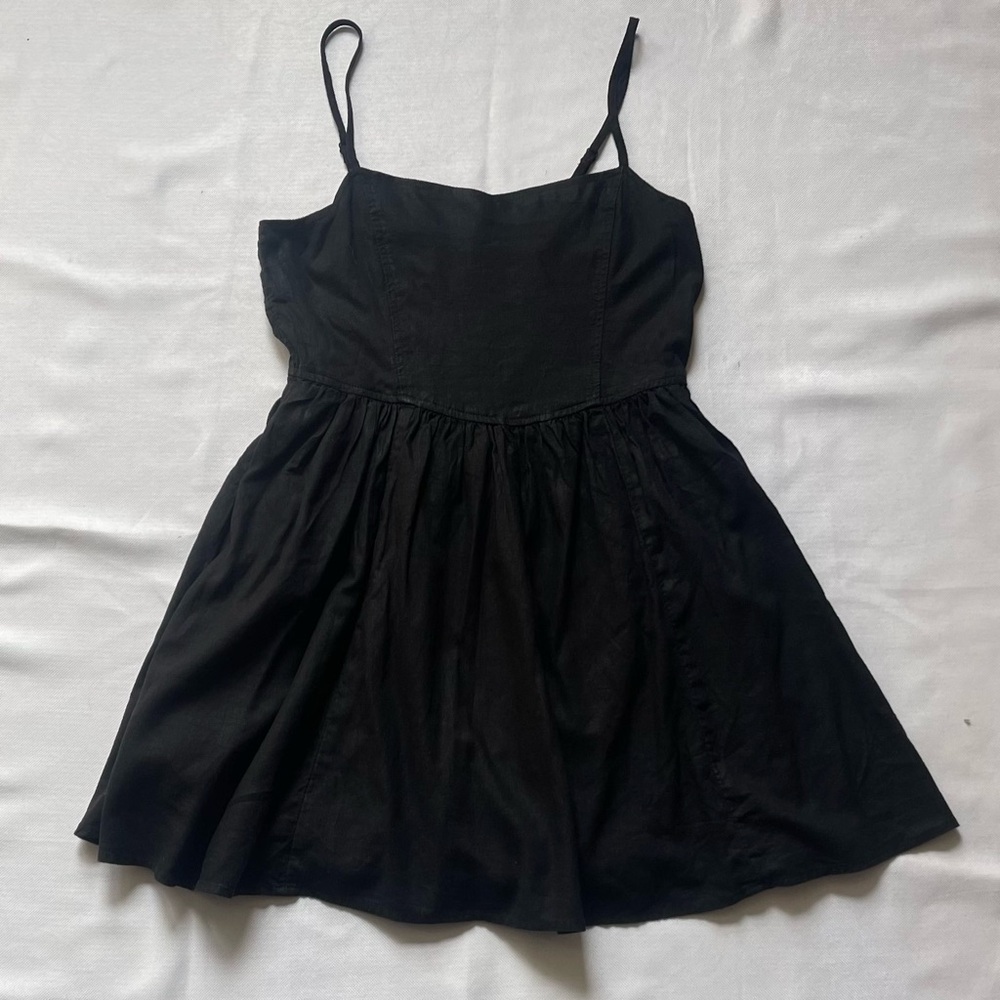 Aerie Black Smocked Strappy Mini Sleeveless Sundress Cami Square Neck Short S